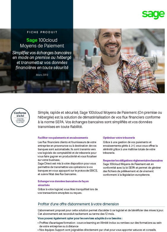 Sage 100cloud Moyens de paiement