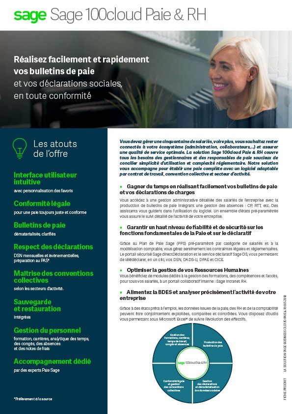 Téléchargez la plaquette Sage 100 cloud Paie et RH