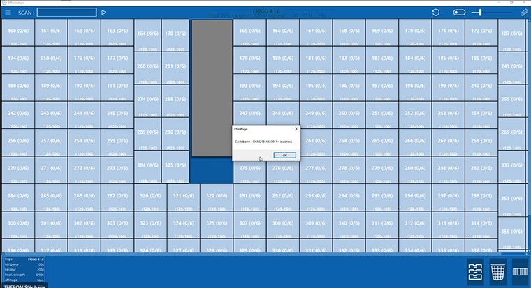 Stockage fruits et légumes : écran 2D de localisation de stock