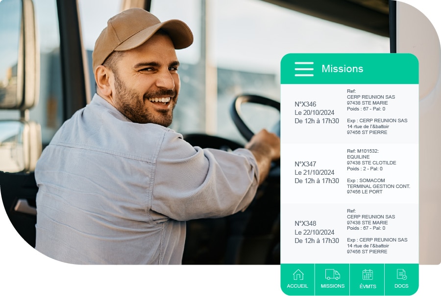 Logiciel TMS centralisant les données, et permettant le suivi des conducteurs et des marchandises Application mobile pour les transporteurs routiers