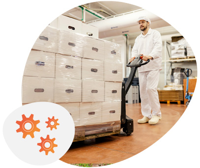 agro-iaa-konnect-stock palette de carton de produit IAA dans la zone de stockage